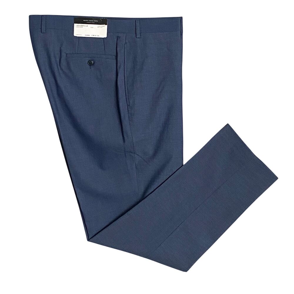 Andrew Marc New York Pants Men's 37"x32" Suit Pant Stretch Solid Blue NEW